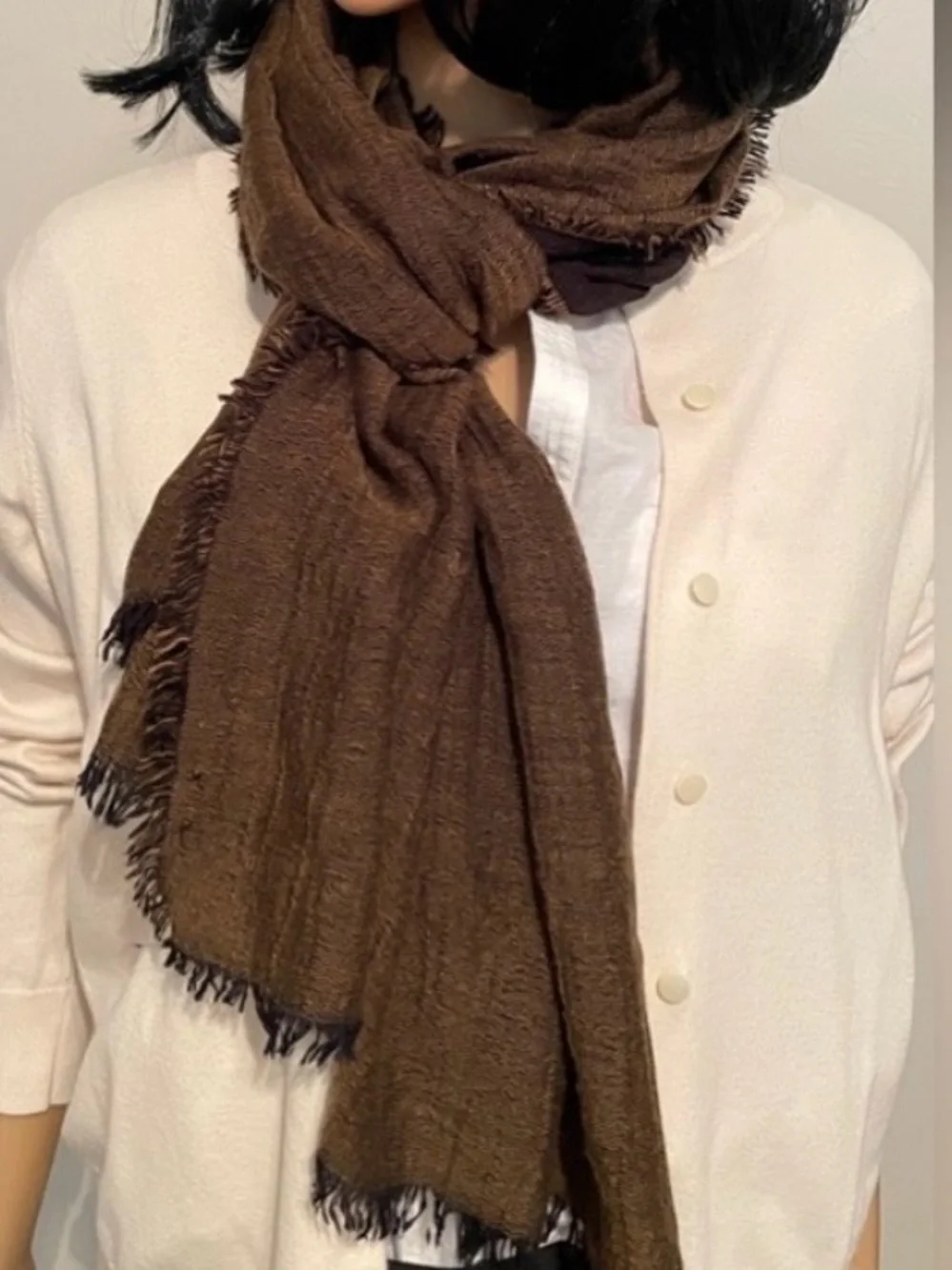Bohemian Scarf Gorgeous brown. 23”x73” beautiful shape.
